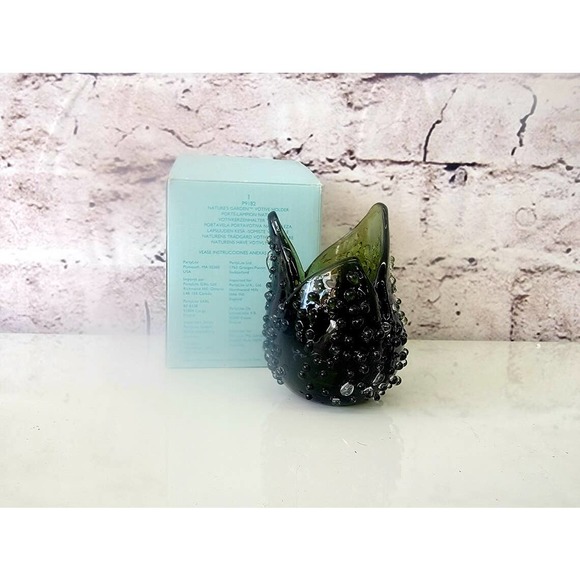 Partylite Natures Garden Green Glass Tealight Votive Holder Vintage Retired NIB - Picture 1 of 5